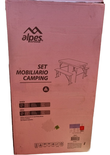 1 Mesa 113x61x71 + 2 Bancos 90x21x41 Alpes 100kg Blanco 