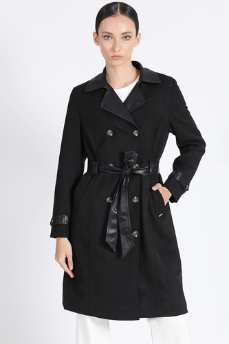 Trench Efecto Gamuza, Negro Liola