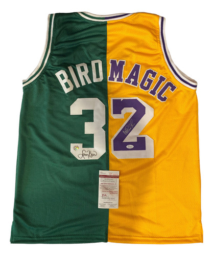 Autografo Magic Johnson Y Larry Bird Jersey Autografiado Jsa (Usado)