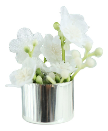 Planta De Maceta En Miniatura, Modelo De Flores Blancas
