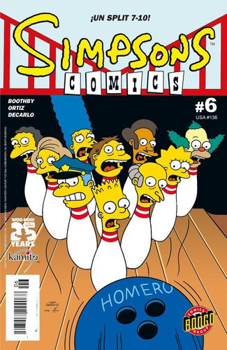 Simpsons Comics 6, De Matt Groening / Ian Boothby. Editorial Kamite, Tapa Blanda En Español, 2014