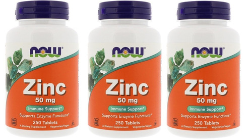 Ahora Los Alimentos De Zinc, 50 Mg, 250 Tabletas-pack De 3