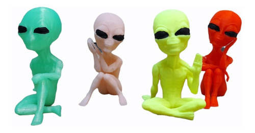 Pack Alien Extraterrestres X 4 Figuras Decorativas 3d Acción