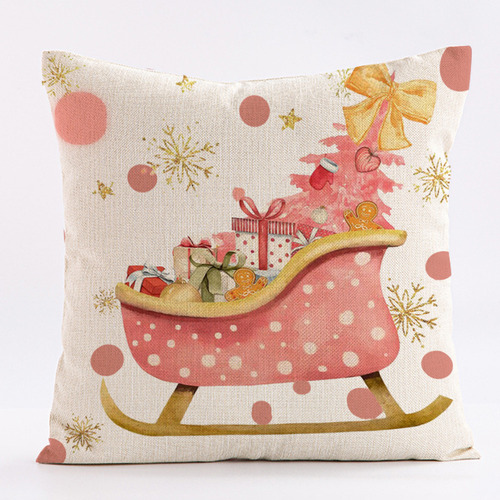 - Funda De Almohada De Lino Christmas Elk Snowman De 45 Cm