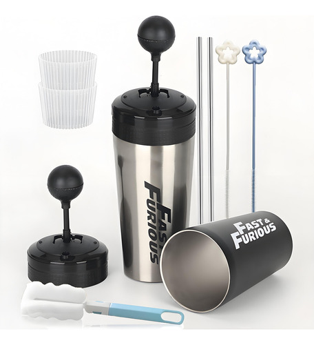 2pz Termo Inoxidable 20oz Botella De Agua Portátil Taza Café Fría/Caliente Vaso + Accesorios de Limpieza MURAMAUDI