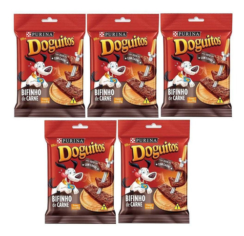 Kit Com 5 - Doguitos Bifinho De Carne Para Cães Purina (65g)