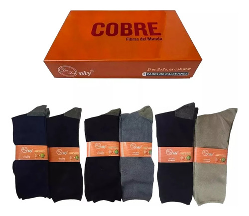 Set 6 Pares Calcetines De Hombre Cobre Bambú Sin Costura