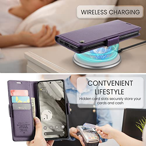 Funda Cartera Para Google Pixel 8 Morado Piel Sintetica -9