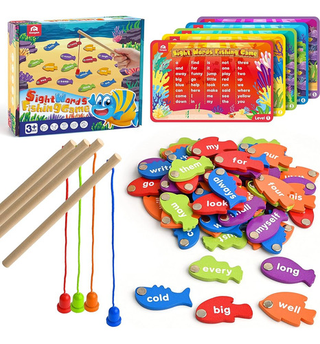 Coogam Wooden Magnetic Fishing Sight Words Game Learning Dol