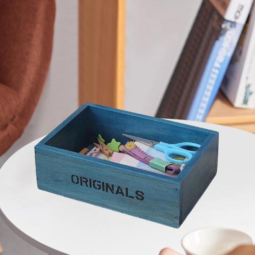 Caja Organizadora De Madera Con Parte Abierta, Bandeja Azul