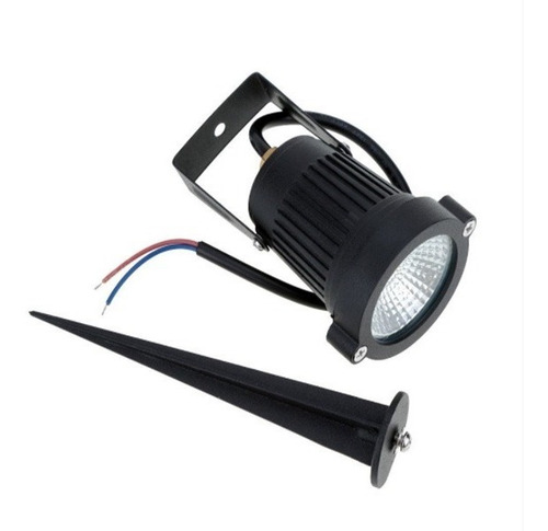 Luminária Espeto Jardim Com Lâmpada Cob Led 7w Três Cores Carcaça Preto Luz Verde 127/220v