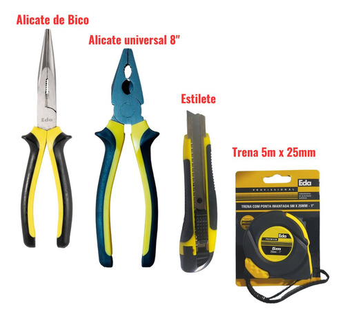Kit Ferramentas Alicates Estilete Trena Multiuso