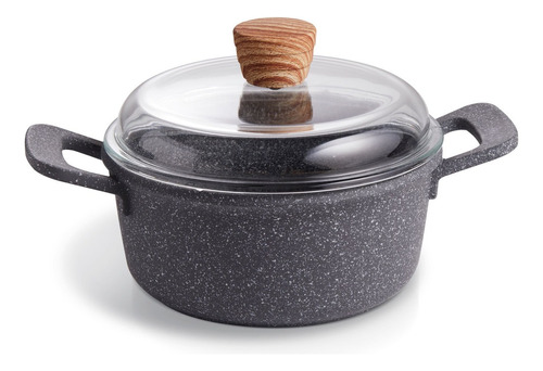 Cacerola Maestro De Cocina Granito Antiadherente Tapa 20 Cm Color Gris oscuro