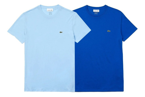 Remera Hombre Lacoste Pack X2 Algodon Pima Regular Neg/bla 