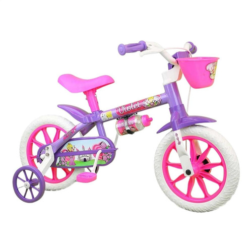 Bicicleta Feminina Criança C/ Cestinha Aro 12 Violet Nathor 