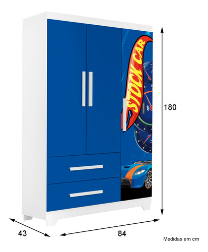 Conjunto Quarto Completo Infantil Stockcar Azul Para Meninos