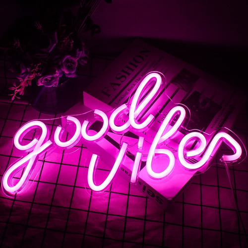 Letrero De Neón Good Vibes - Led Para Decoración De Pared, L