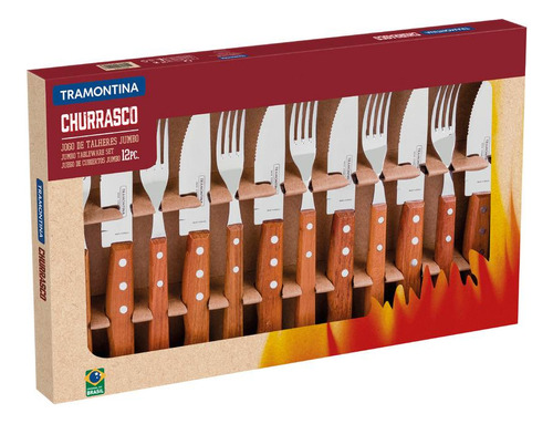 Conjunto De Talheres Tramontina Churrasco 12 Peças Natural