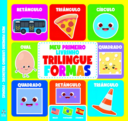 Meu primeiro livrinho trilíngue formas da On Line editora capa dura edição 1 em português 2023