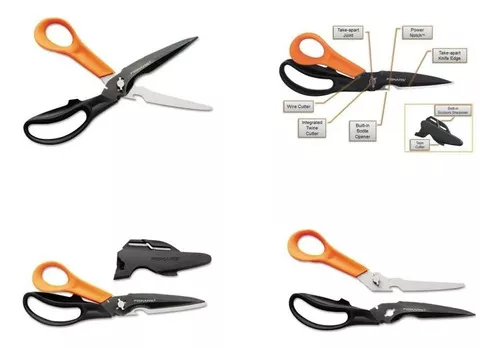 Tijeras Fiskars The Original Orange-Handled Scissors - 8 Tamaño general -  Acero Inoxidable - Curvada Punta - Gris - 1 Solamente - Reparto