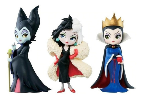 Kit 3 Action Figure Vilãs Disney Cruella Malévola Qposket