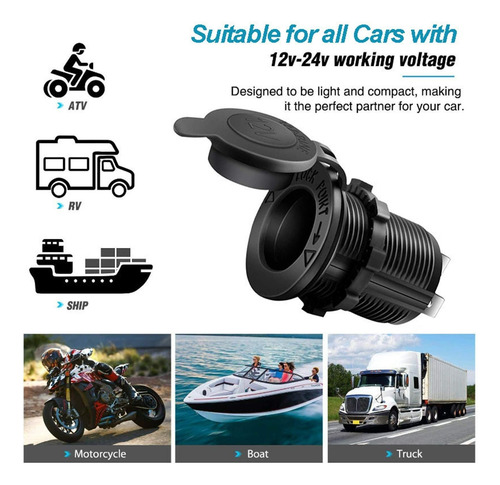 Kit Enchufe Toma 12v 24v Auto Bus Camión Embarcación Con Luz
