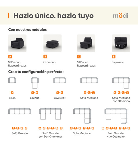 Sofá Sala Seccional Modular 3 Plazas + Otomano + Pillow Pack Gris Oscuro Liso