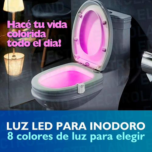 Imagen 9 de 10 de Luz Led Para Inodoro 8 Colores Con Sensor De Movimiento