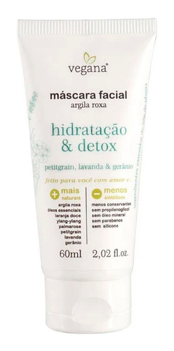 WNF Vegana Hidratação e Detox máscara facial argila roxa 60ml