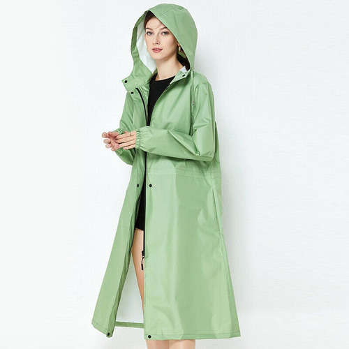 Chubasquero Largo Con Capucha Para Mujer Al Aire Libre