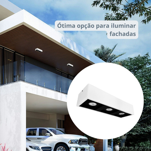 Spot Sobrepor Triplo Recuado de Teto Externo Fachada Megalux 2790 Estrutura Branco/preto