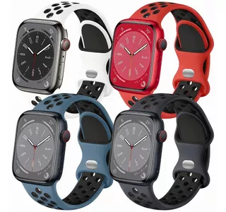 4 Correas De Silicona Para Apple Watch Series 8 7 Se 6 5 4 3