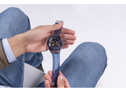 Reloj Guess Poseidon GW0425G3 Hombre Azul Para Caballero Oro rosa