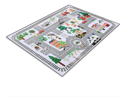 Alfombra Infantil Anti Golpes Con Medida Para Enseñar Niño Color Gris Pista