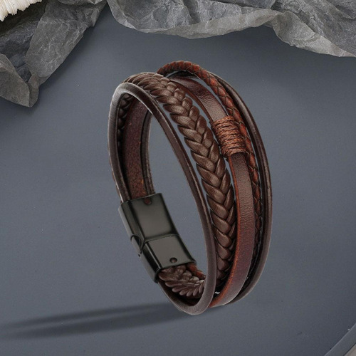4 Masculina De Couro Trançado Como Descrito Metal Metal