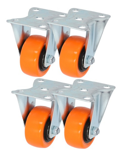 Kit De 4 Ruedas De Pvc Naranja Fijas 2puLG