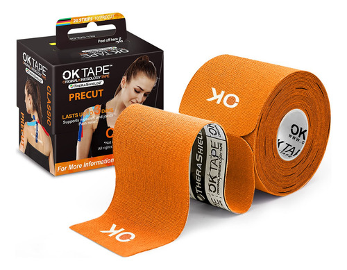 Ok Tape - Cinta De Kinesiologia (20 Tiras Precortadas), Sin
