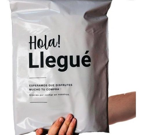Imagen 1 de 3 de Bolsa Ecommerce Hola Blanco Con Negro 30x45 Diseño Prem X50u