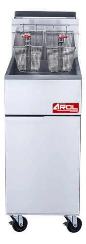 Freidora Industrial 50 Lb (24 Lts) 4 Quemadores Gas Natural Acero Inoxidable AROL ARF4-NG con Componentes Robert Shaw