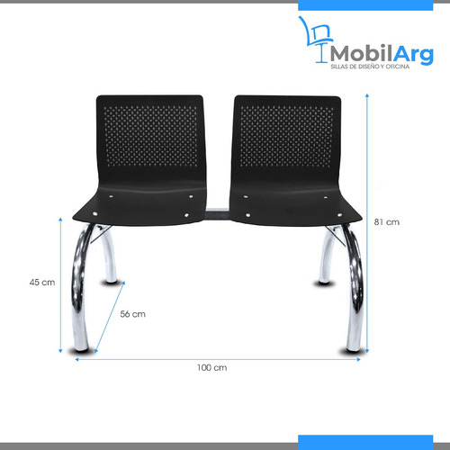 Imagen 3 de 7 de Silla Tandem X2 Asientos Cromado Modelo Anana Sala Espera