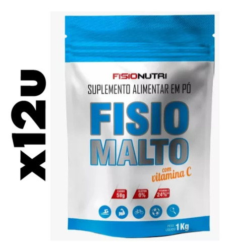 Combo 12 X Malto Dextrina 1kg Sabor Morango Fisio Nutri