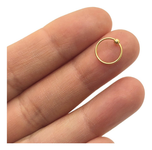Piercing Nostril Argolla Nariz 9mm Plata Ley 925 Y Chapa Oro Color Dorado