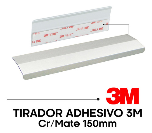 Tirador 1210, Adhesivo 3m, Cromo Mate, 15cm, Kautat