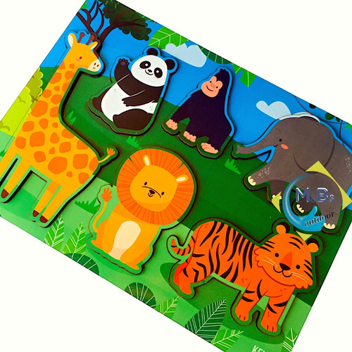 Imagen 5 de 6 de Encastre 6 Piezas Madera Gruesa Juego Didactico Bebes Niños