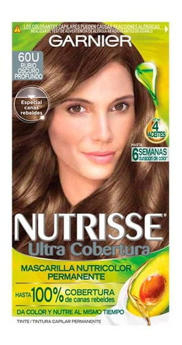 Kit Tintura Garnier  Nutrisse coloríssimos Mascarilla nutricolor permanente tono 60u rubio oscuro profundo para cabello