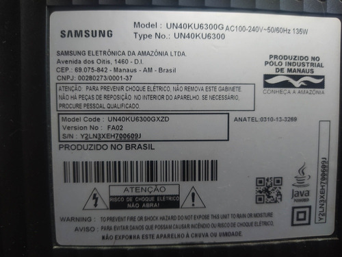 Imagem 3 de 3 de Tv Samsung Tela Curva 42 (tela Rachada) Un40ku6300g