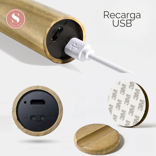 Luz Led Portatil Nocturna Con Sensor Estilo Madera