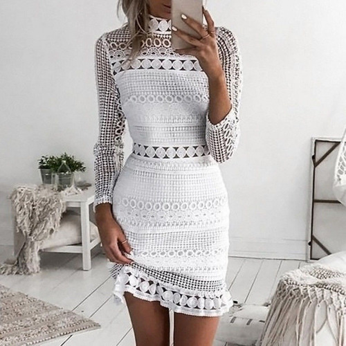 Vestido Mujer Encaje Cóctel Lápiz Midi Bandage M