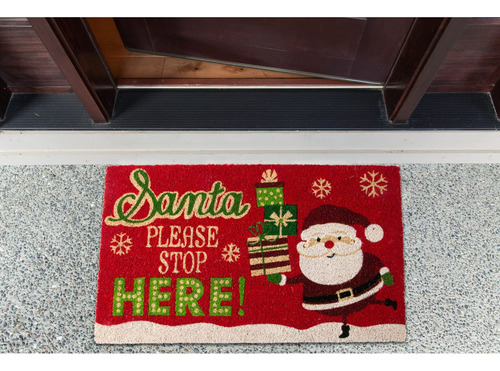 Felpudo De Navidad Para Puerta 43 X 74 Cm Santa Stop Here
