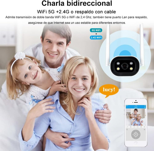 Cámara Seguridad Exteriores 5mp Wifi Inalambrica Impermeable Blanco